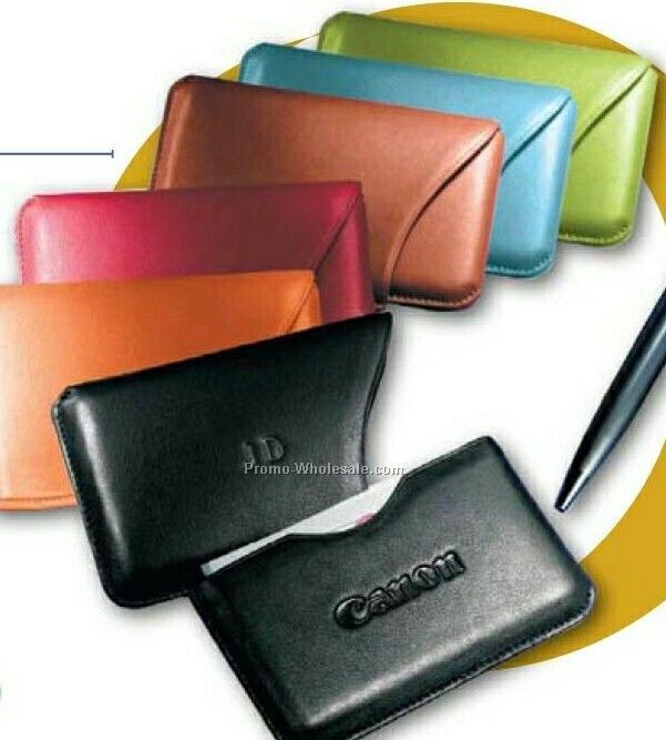 2-1/5 Oz. Synthetic Leather Slide Out Business Card Case