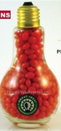 2-3/4"x5-1/2" Medium Glass Light Bulb Container Filled W/ Jelly Beans