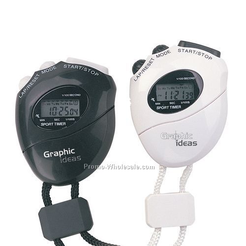 2-3/8"x3"x1-3/16" Lcd Display Sport Timer Stop Watch W/ Day/Time/Alarm