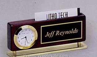 2-3/8"x5-7/8" Rosewood Finish Clock/ Business Card Holder/ Name Plate