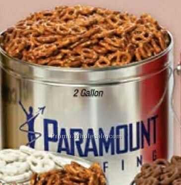 2 Gallon Custom Gift Tin - Coated Pretzel Sampler