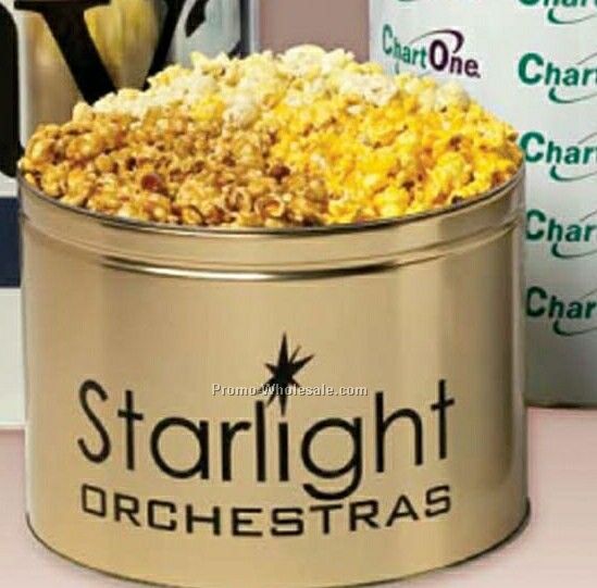 2 Gallon Custom Popcorn Tin W/ Buttered Popcorn