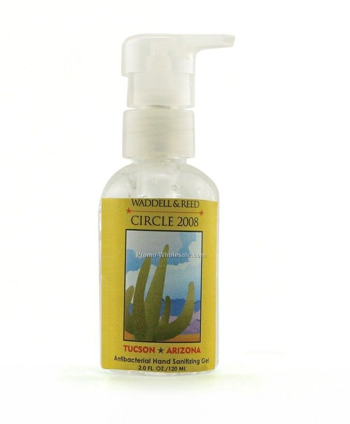 2 Oz. Hand Sanitizing Gel/Mini Pump - Blue Antibacterial/Alcohol