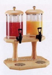20-1/4"x12-1/4" 1 Gallon Double Cherry Wood Beverage Dispenser