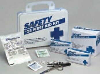25 Unit Metal First Aid Kit (6-1/2"x9-1/2"x2-3/4" )