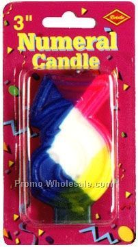 3" Rainbow Number 3 Numeral Candle