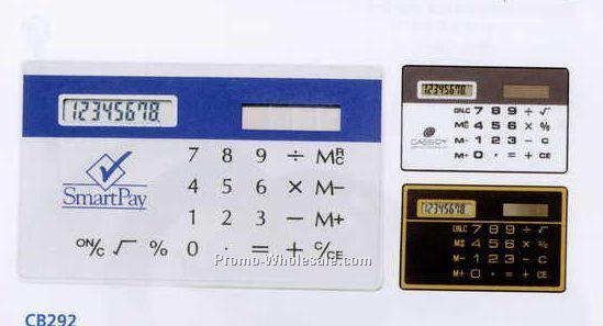 3-1/4"x2-1/8"x1/8" Credit Card Size Solar Calculator (Screened)