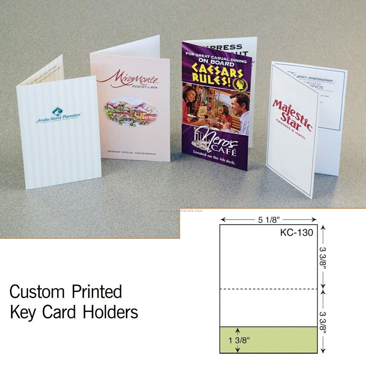 3-3/4"x2-3/4" Key Card W/ Curved Right Pocket (1 Color)