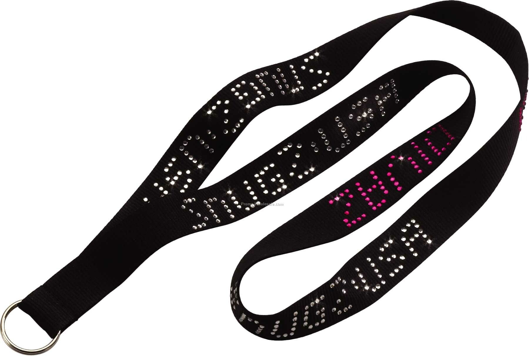 3/4" Imported Divaz Rhinestone Lanyard With Sewn Split Ring