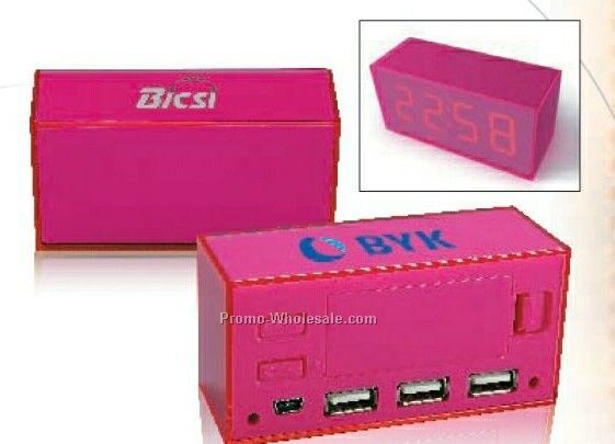 3 Port USB Hub With Clock Display