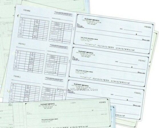 3 To A Page Check Blue Payroll Checks