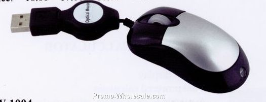 3"x1-1/2"x1" Retractable Optical Mini Mouse