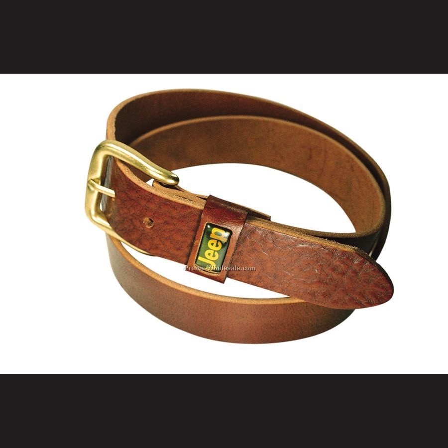 38mm English Bridle Leather Basic Jean Belt W/ Bubble Logo