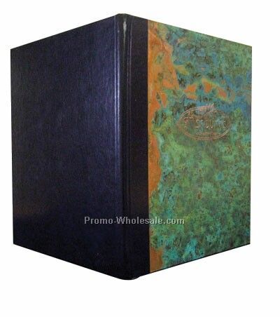 4-1/4"x14" Patina Copper Menu Cover With Leather Back-style 1v