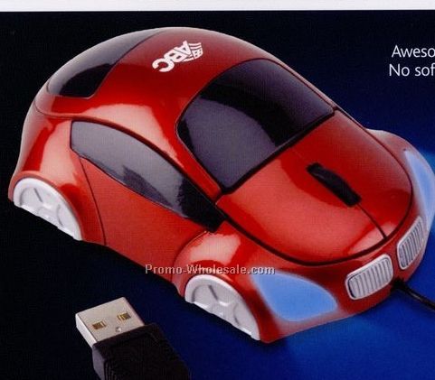 4-1/4"x2-1/2"x1-1/2" USB Car Computer Mouse With Light Up Headlights