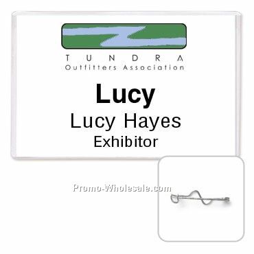 4"x2-1/2" Rigid Vinyl Nametag Holder W/ Pin Attachment