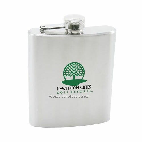 5-1/2"x4-1/2"x3/4" 7 Oz. Stainless Steel Hip Flask - Laser
