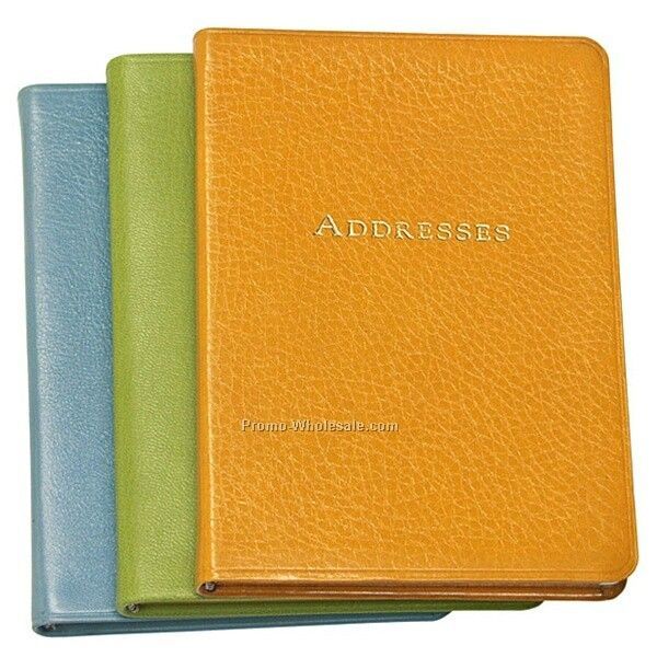 5-3/8"x7-3/8" Pocket Address Book W/ Premium Brights Leather Cover
