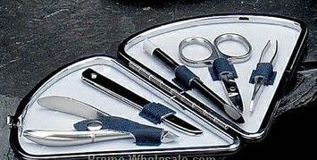 5 Piece Manicure Set With Blue Fabric Case