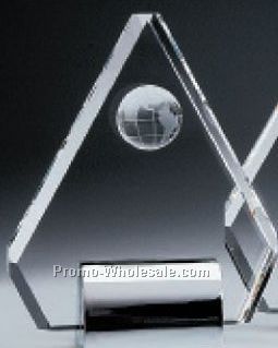 5"x2"x6" Small Crystal Pentagon Peak Globe Award