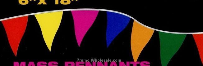 50' Fluorescent Mass Pennants W/ 35 Per String - Saturn Yellow