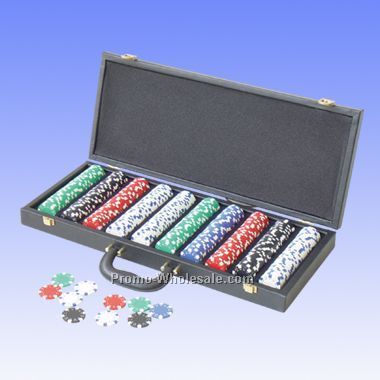 500 Pcs Dice Poker Chips W/ Alligator Case (Screened)