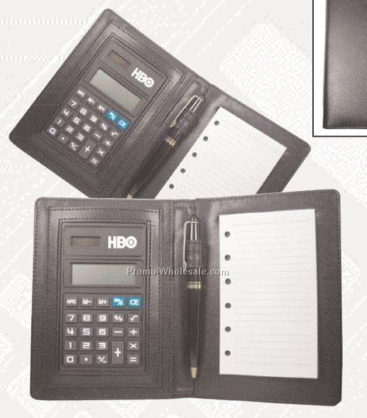 6-1/2"x4-1/2"x3/4" Notebook With Calculator / Pen & Memo Pad