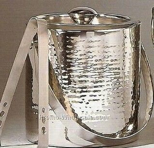 6"x6" Double-wall Hammered Ice Buckets W/ Tongs