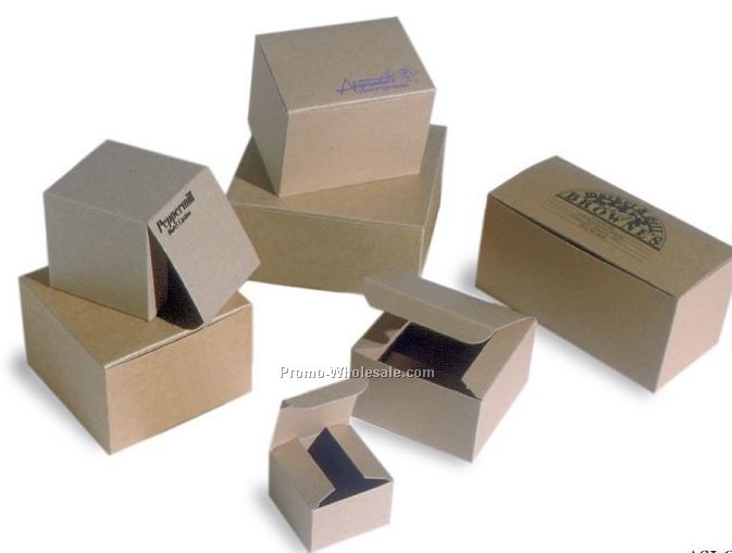 6"x6"x4" Natural Kraft Pinstripe Gift Boxes