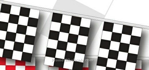 60' 4 Mil Rectangle Checkered Race Track Pennant - Black/ White