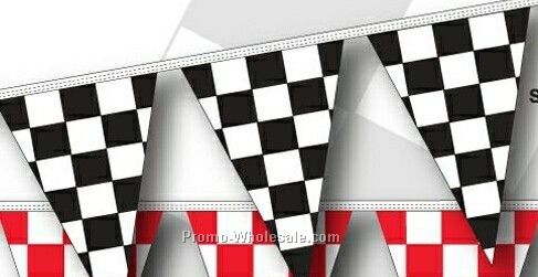 60' 8 Mil Triangle Checkered Race Track Pennant - Black/ White