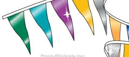 60' Metallic Rainbow Pennants W/ 40 Per String - Assorted