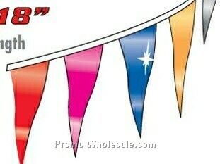 60' Metallic Rainbow Pennants W/ 40 Per String - Red/ Silver/ Black