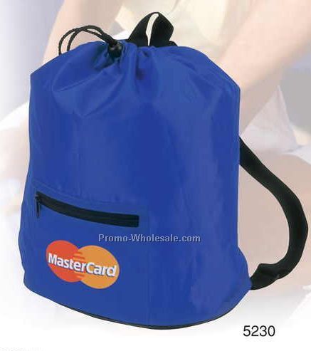 7"x4-1/2"x10" Draw String Backpack W/ One Zipper Pocket