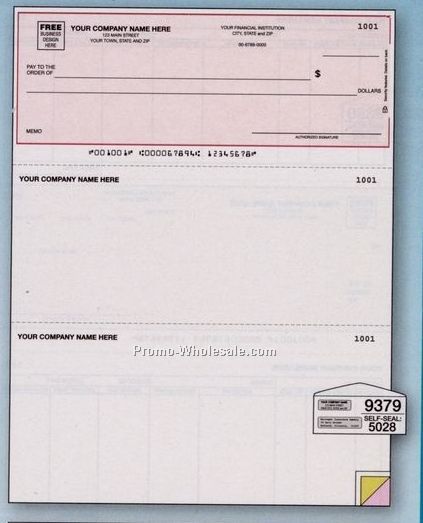 8-1/2"x11" Laser Multipurpose Check W/ Lines