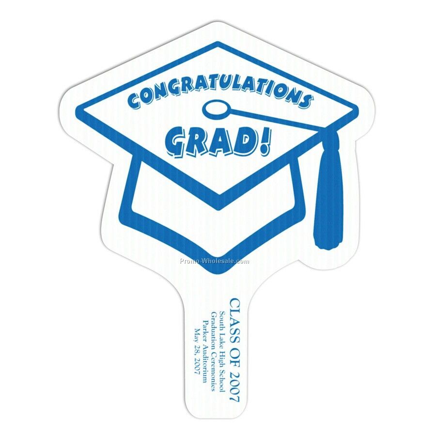 8"x12" Graduation Cap Standard Hand Fan