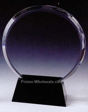 8"x6-1/2"x2-3/8" Black Optic Crystal Circle Award W/ Base