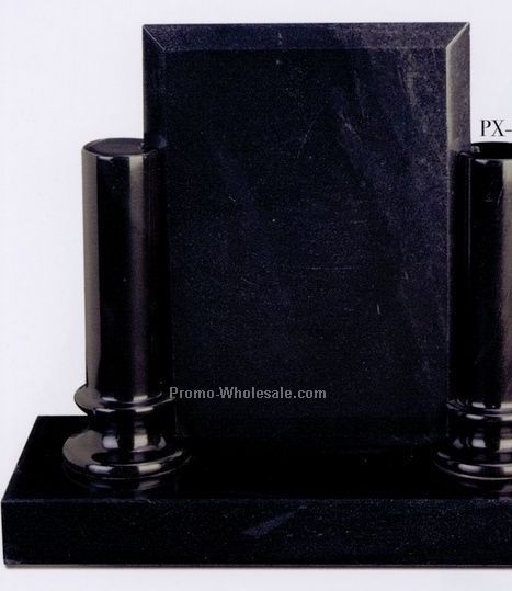 9-1/2"x6-1/4"x3-1/2" Pillar Award W / Glass Or Marble Insert- Jet Black