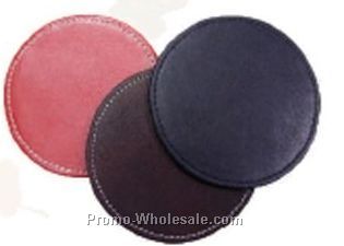 9-1/2cmx9-1/2cm Medium Brown Round Stone Wash Cowhide Coasters