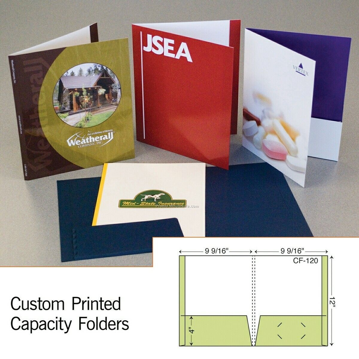 9-7/8"x12" Folder W/ 2 Expansion Pocket & 1/2" Spine (Blank)