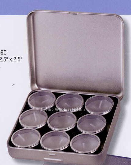 9 Mini Tealight Scented Candle Set W/ Compact Travel Case