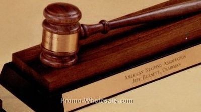 American Walnut Standard Gavel W/ Desk Stand - Gift Boxed