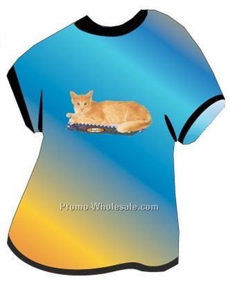 Angora Cat Acrylic T Shirt Coaster W/ Felt Back