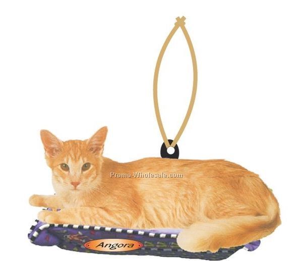 Angora Cat Executive Ornament W/ Mirrored Back (12 Sq. Inch)