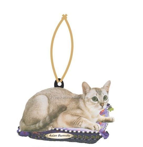 Asian Burmilla Cat Executive Line Ornament W/ Mirror Back (4 Sq. Inch)