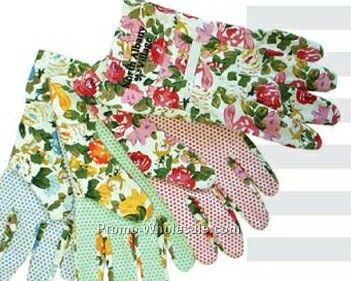 Assorted Color Floral Canvas Lady's Glover