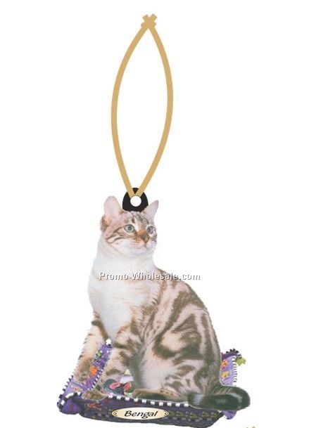 Bengal Cat Executive Line Ornament W/ Mirrored Back (12 Square Inch)