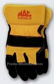 Black Leather Palm Safety Cuff Work Glove