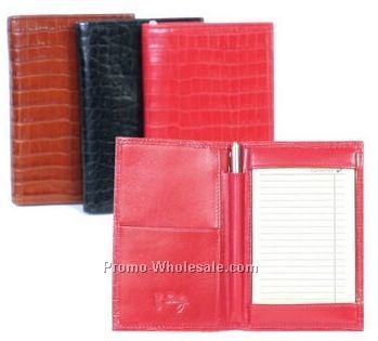 Black Plonge Leather Folded Jotter