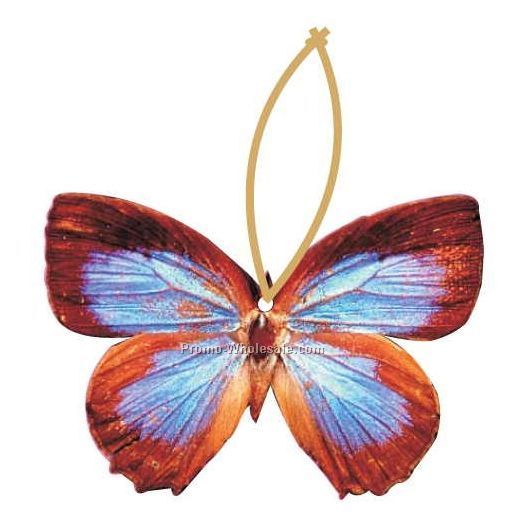 Blue & Brown Butterfly Executive Line Ornament W/ Mirror Back (8 Sq. Inch)
